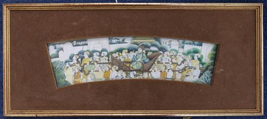 A 19th century Indian gouache on ivory, 2.5 x 9.5in.